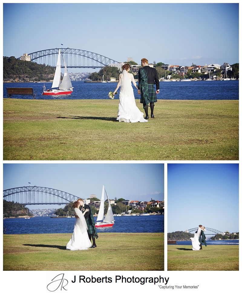 Bride and groom at Clark Park Woolwich - Sydney wedding photographer